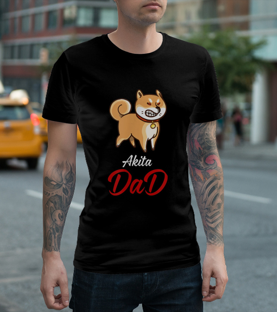 Akita Dad Motorcycle And Dog Biker Labrador T-Shirt