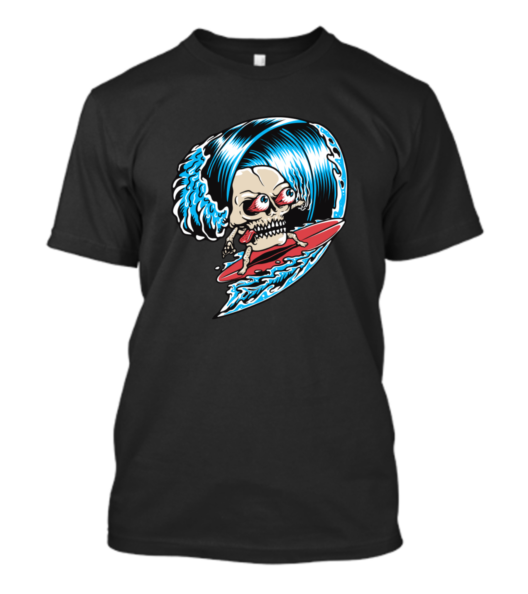 The Surfering Skull Riding Wave T-Shirt