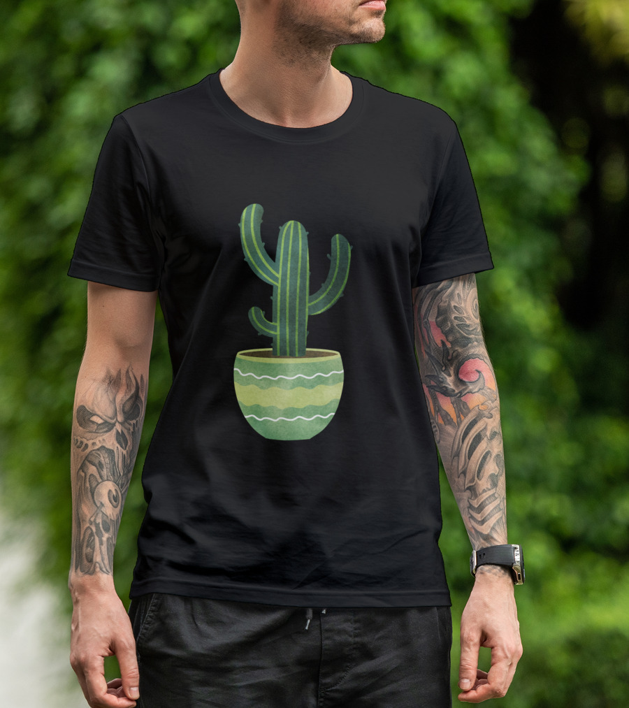 Cactus Water Color Cacti Potted Green Southwestern T-Shirt