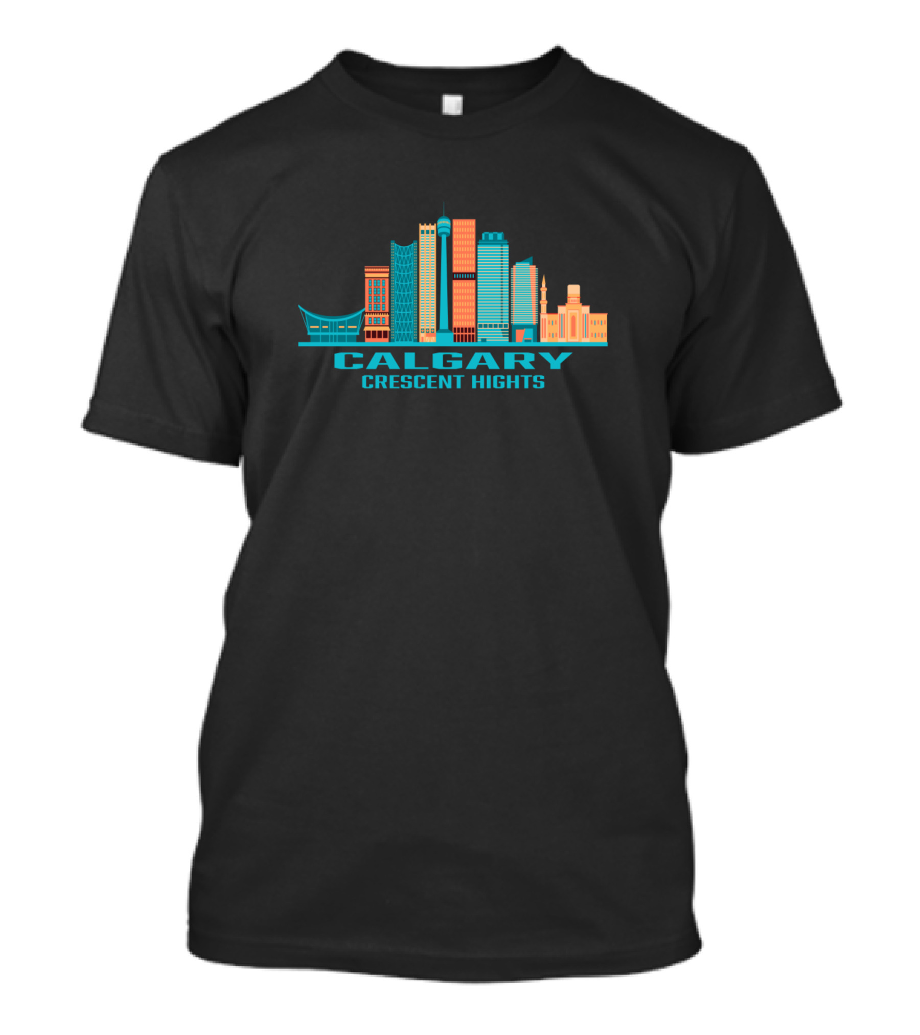 Calgary Crescent Hights Canada Skyline Colorful Cityscape T-Shirt