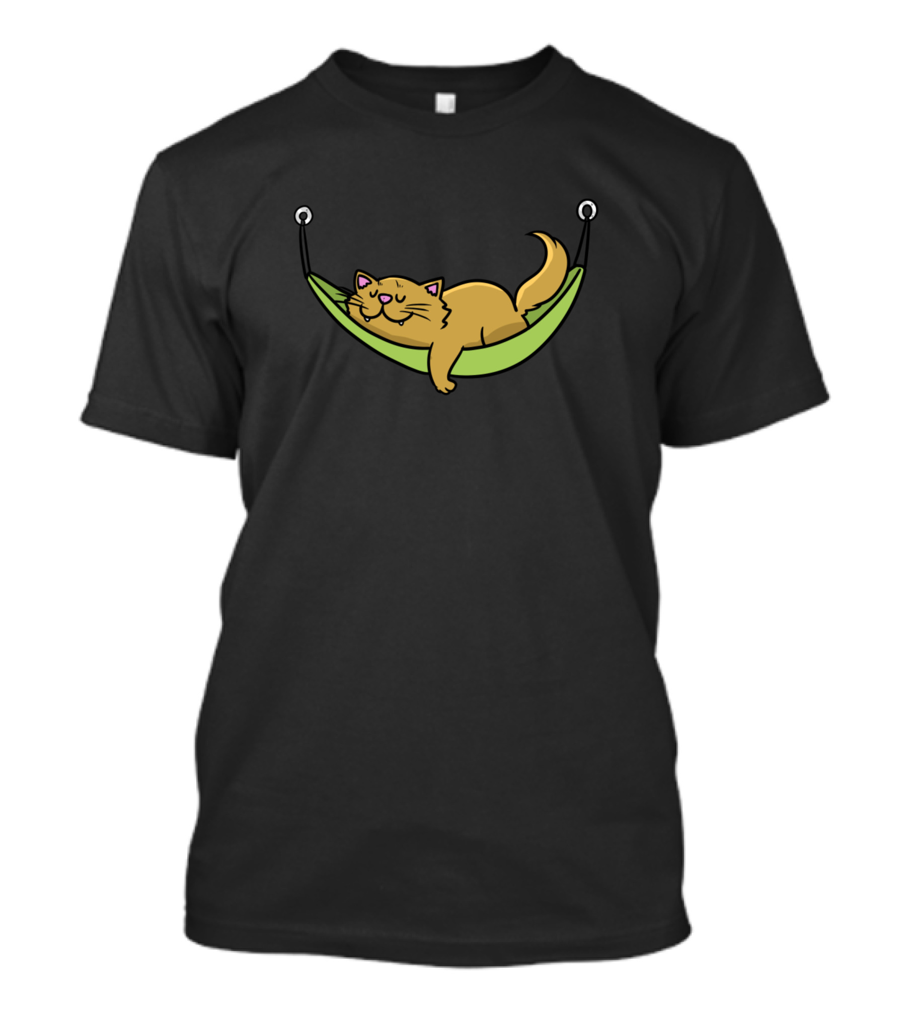 Cat Sleeps Hammock Vacation Beach Relaxation T-Shirt