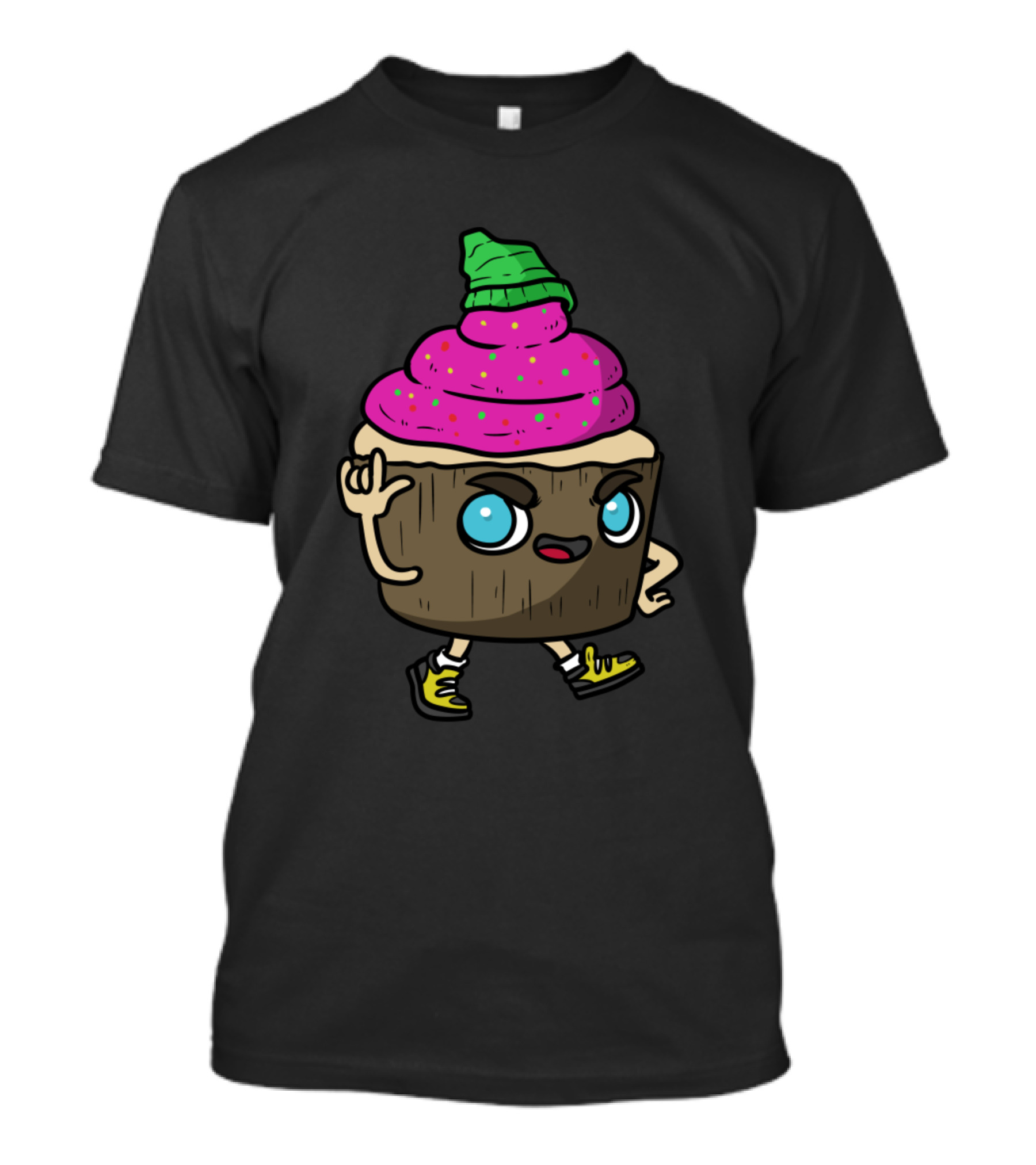 Colorful Hipster Cupcake With Hat And Sneakers T-Shirt