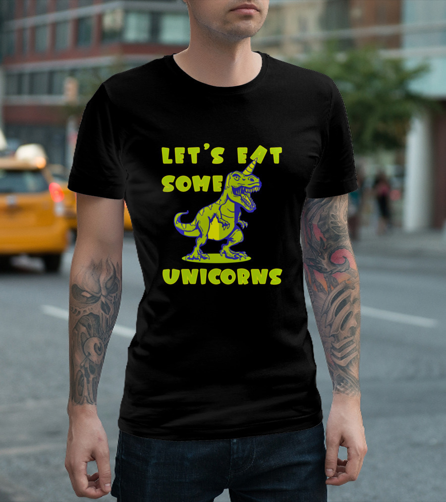 Let's Eat Some Unicorns Dinosaur Halloween Unicorn Costume Pumpkin Dino T-Shirt