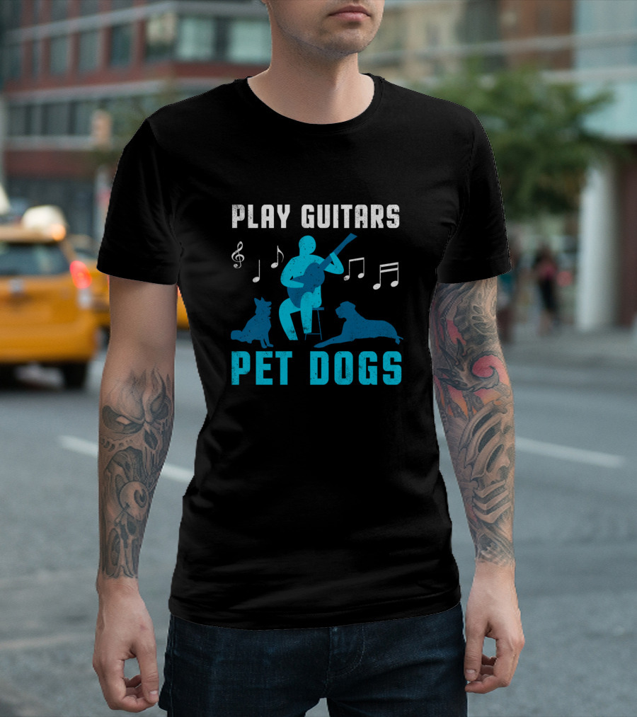 Play Guitars Pet Dogs Electric Guitar Player Guitarist Acoustic T-Shirt