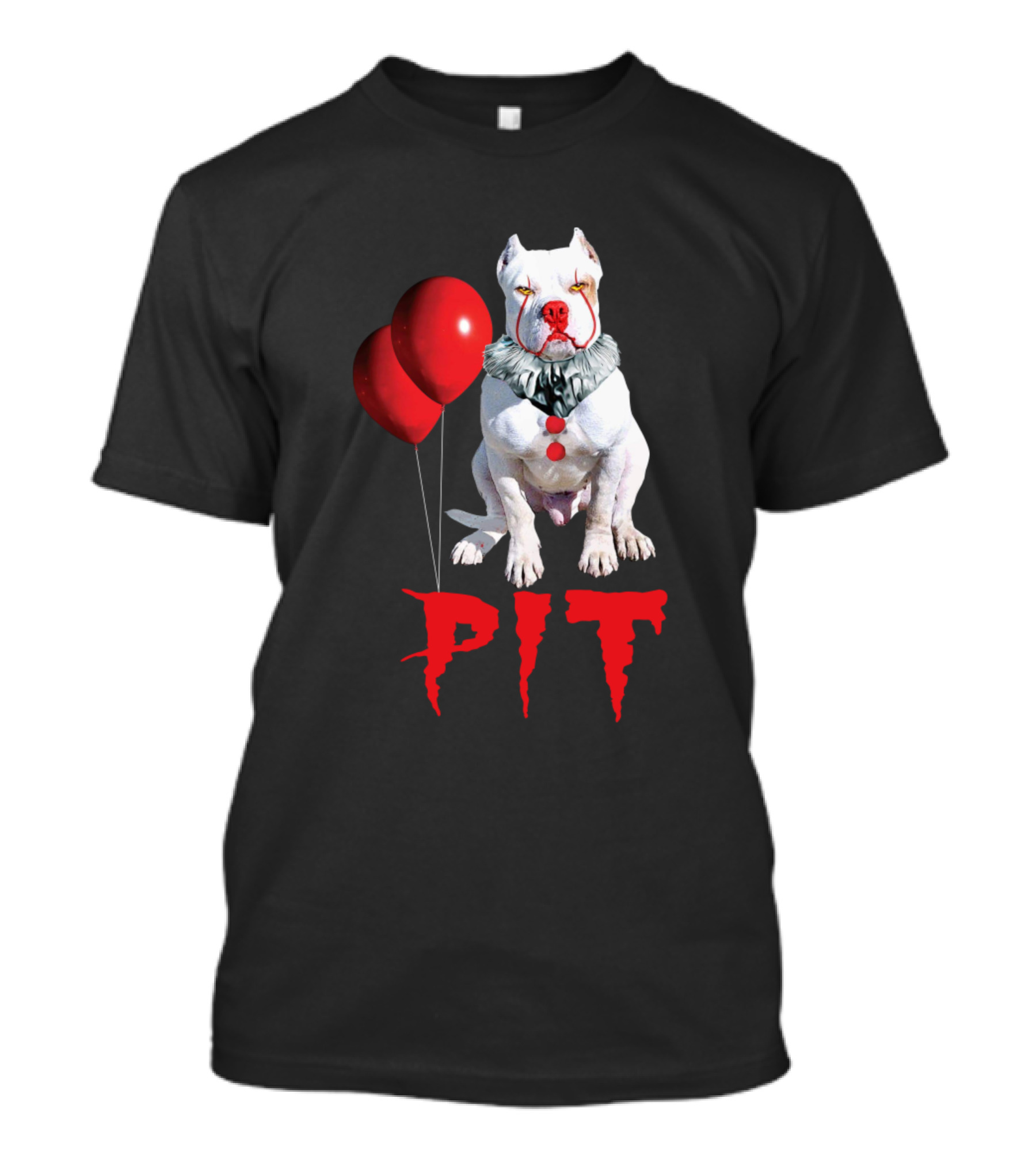 PIT Halloween Horror Clown Dog Red Balloons T-Shirt