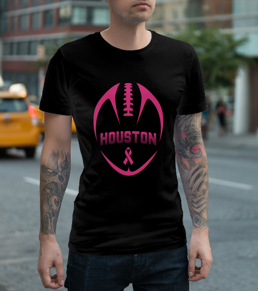 Houston Football Pink Ribbon Breast Cancer Awareness T-Shirt