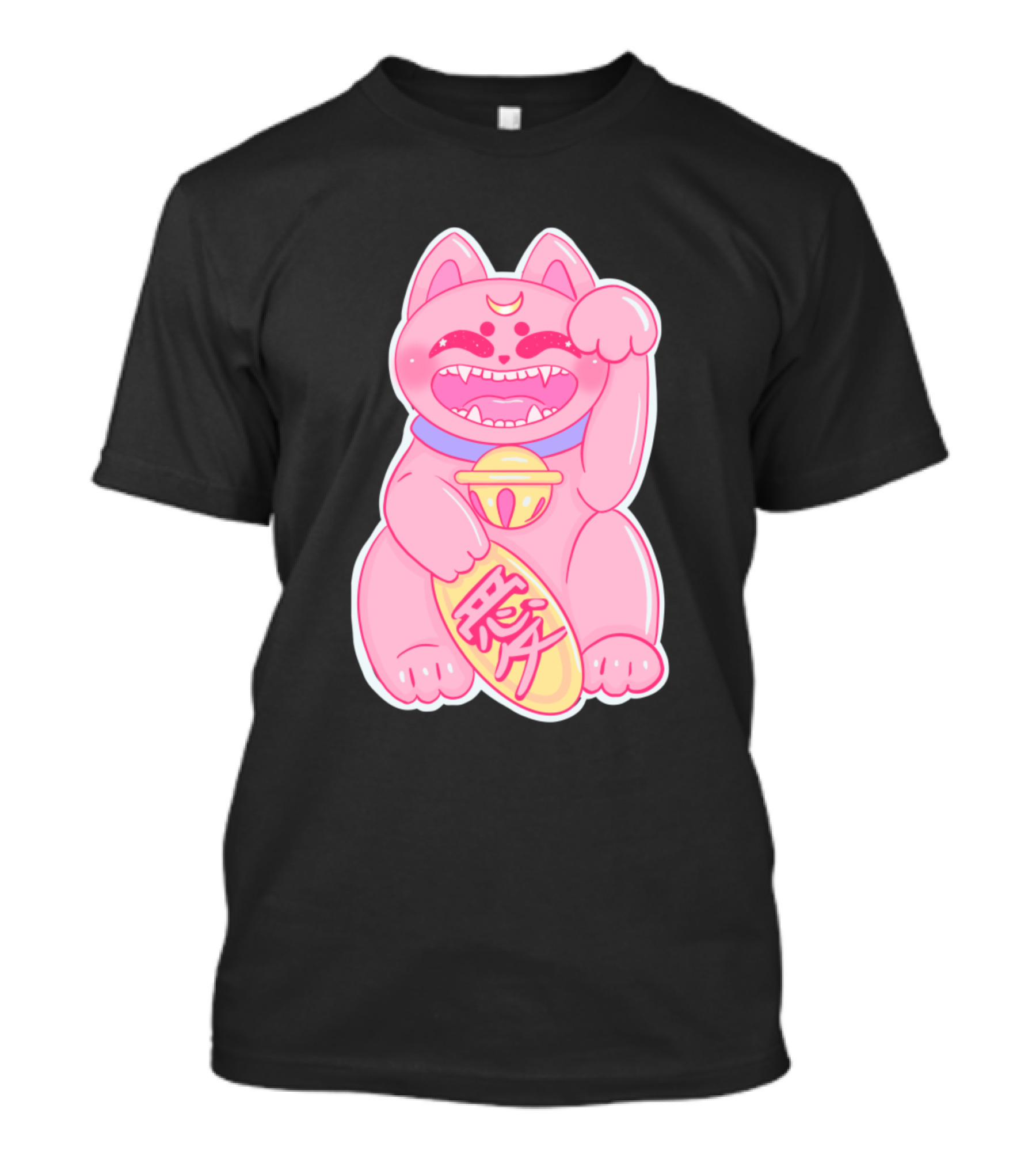 Love Maneki Neko Pink Lucky Cat Japan Charm T-Shirt