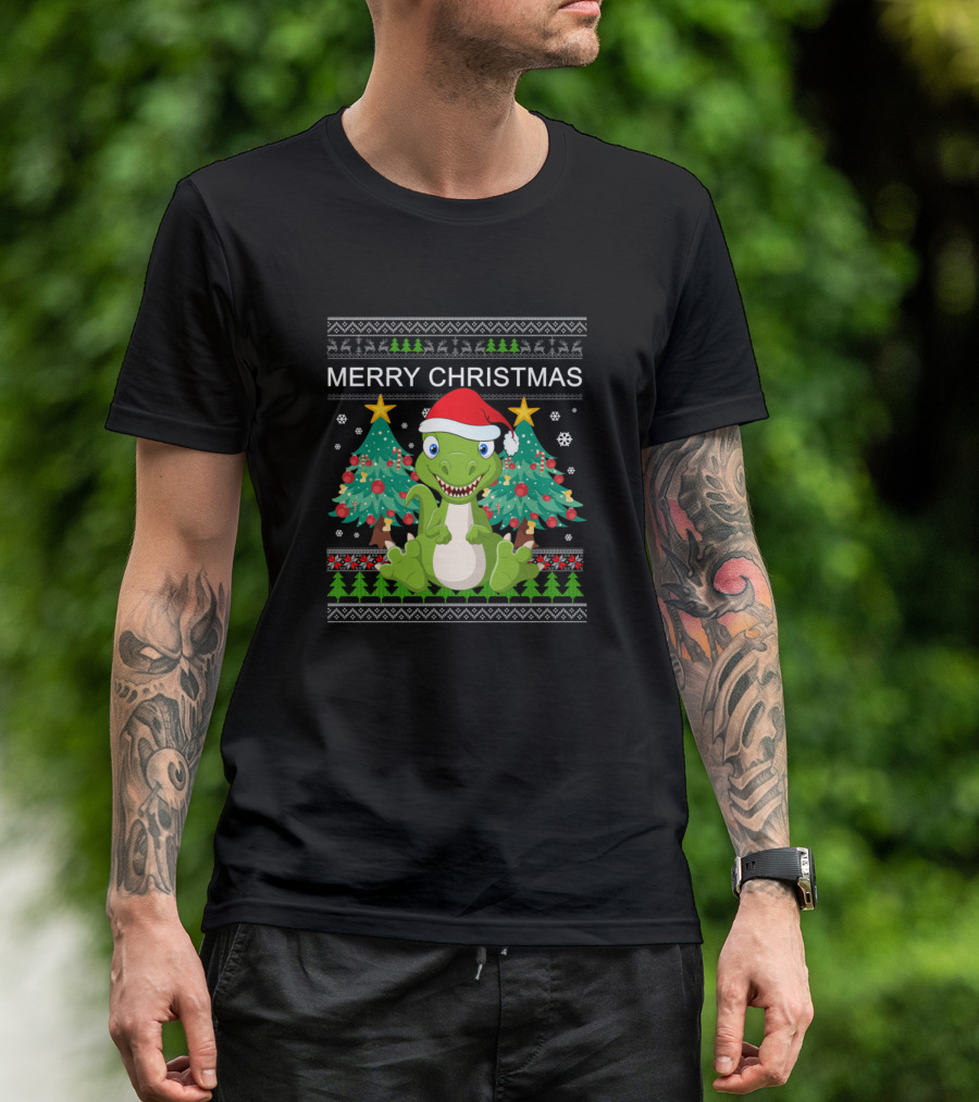 Merry Christmas Dinosaur Ugly T-Shirt