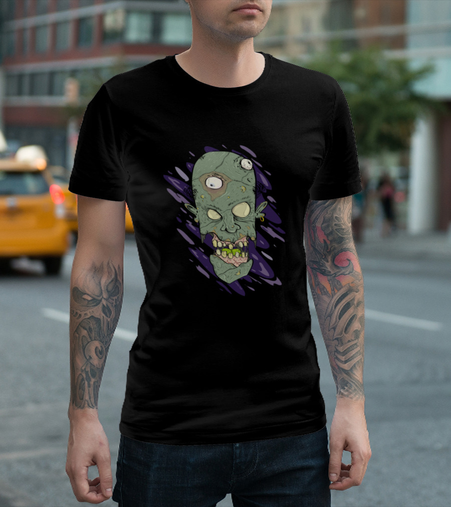Mr Four Eyes Zombie Monster Head T-Shirt