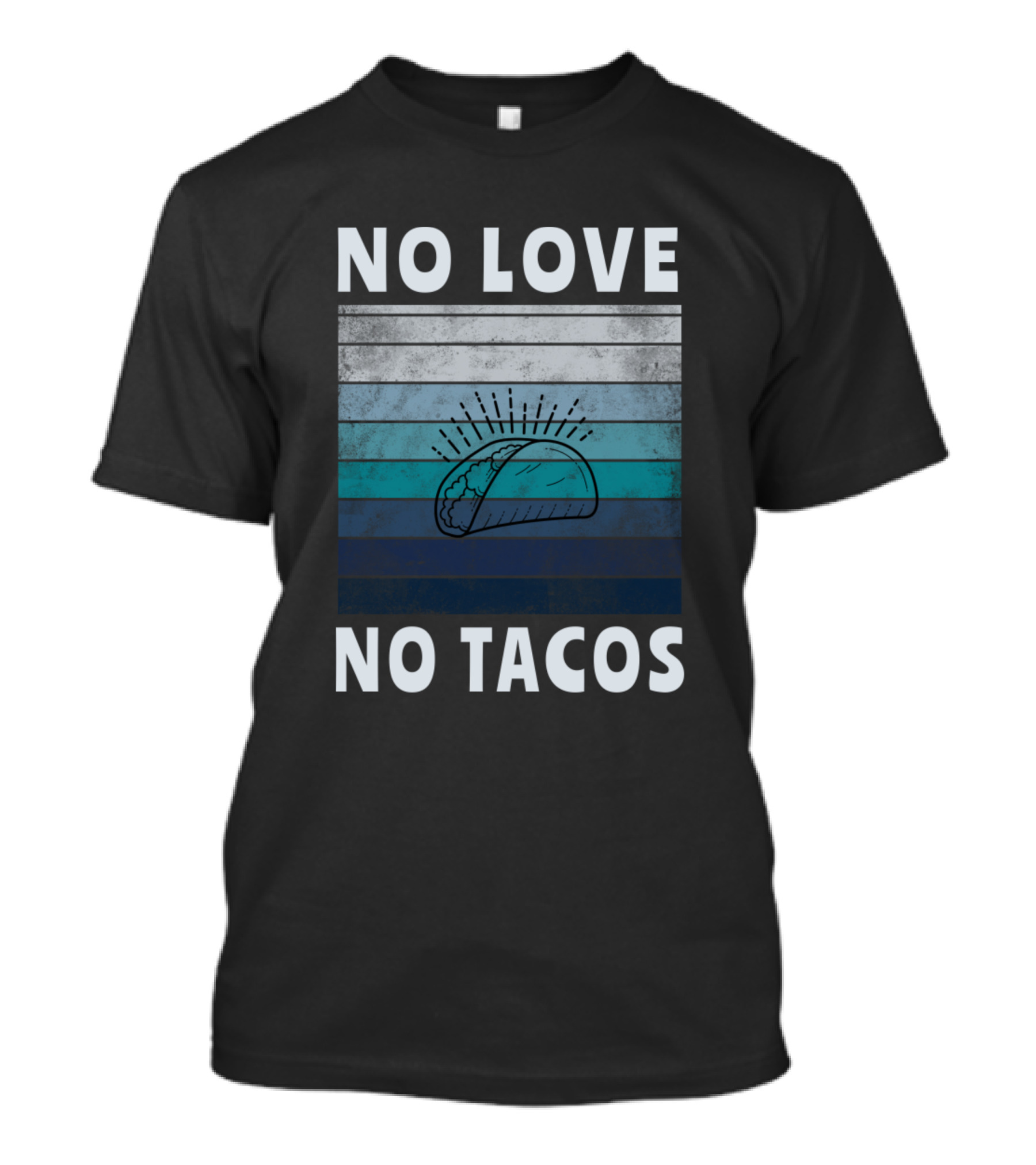 No Love No Tacos Vintage Cool Striped Sunrise Taco T-Shirt