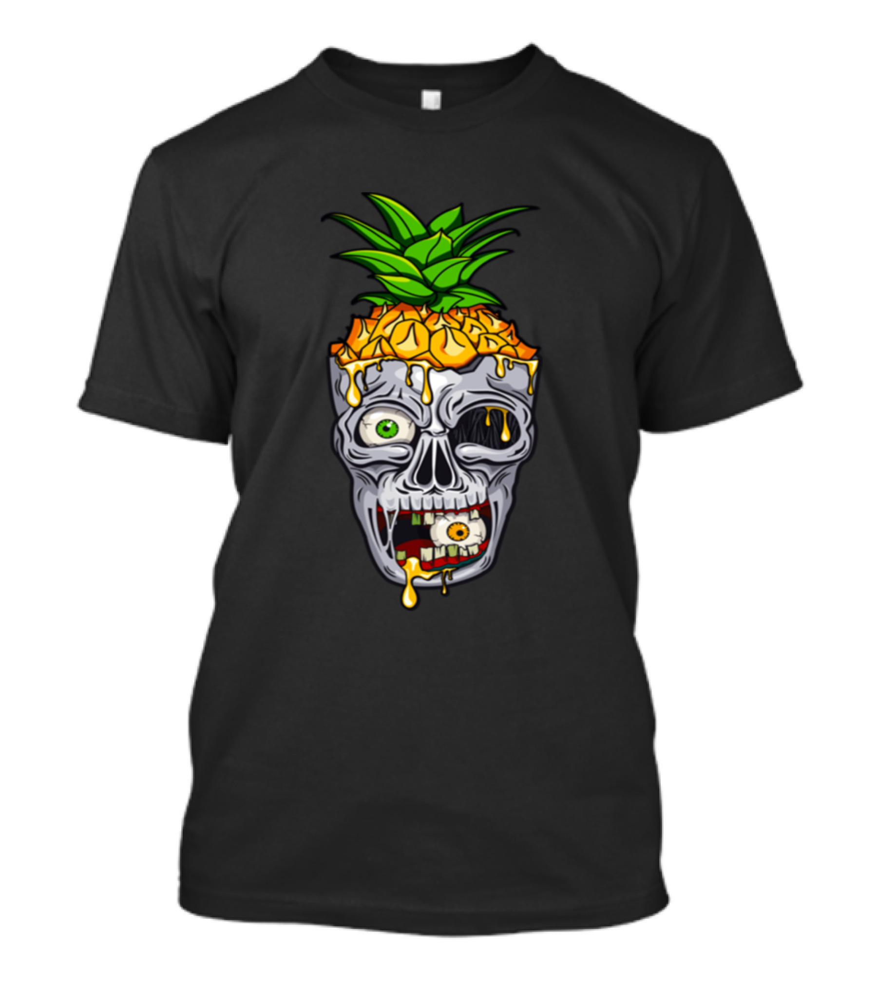 Pineapple Zombie Skull Melting Dripping Horror T-Shirt