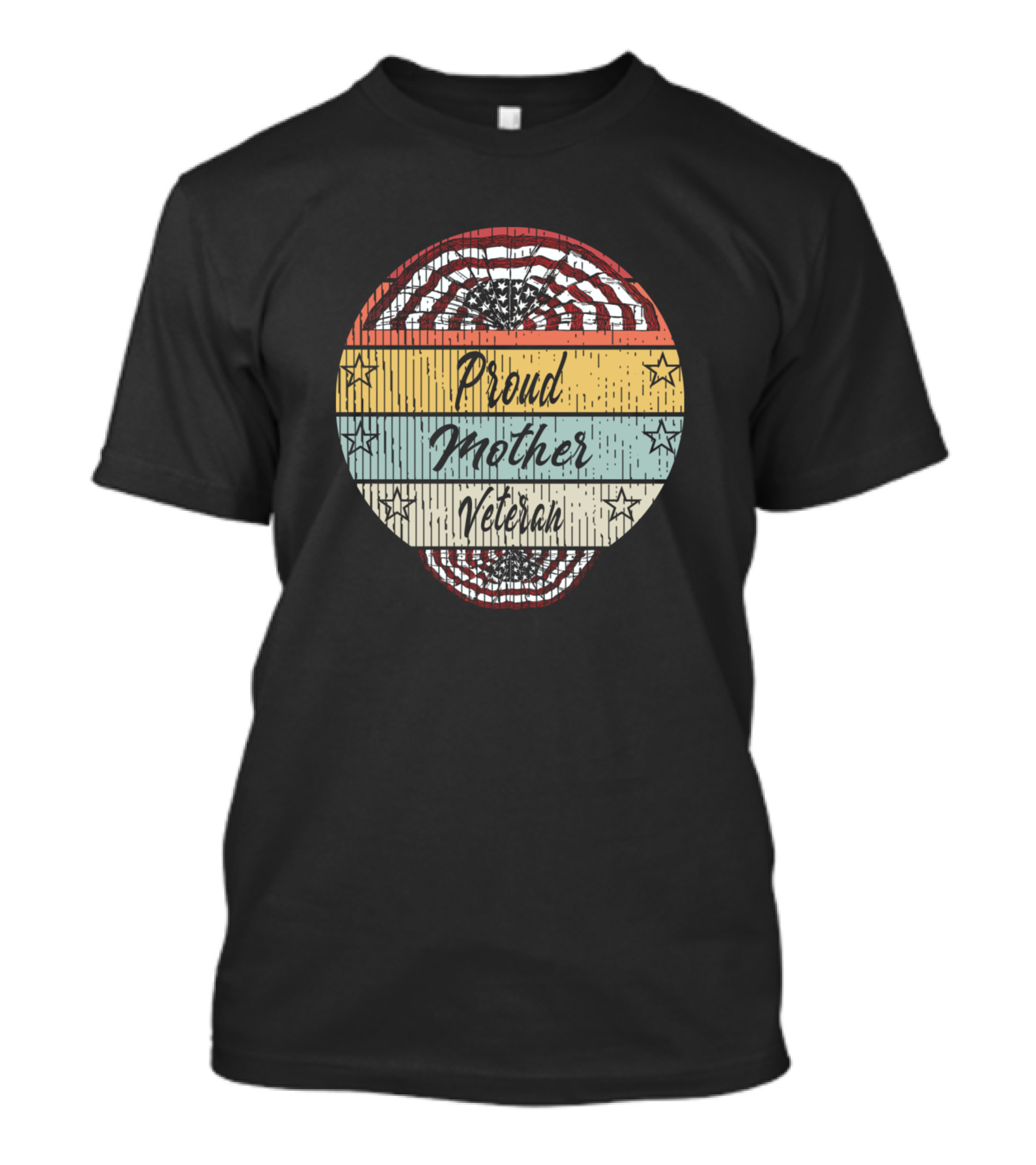 Proud Mother Veteran American Flag Stars T-Shirt