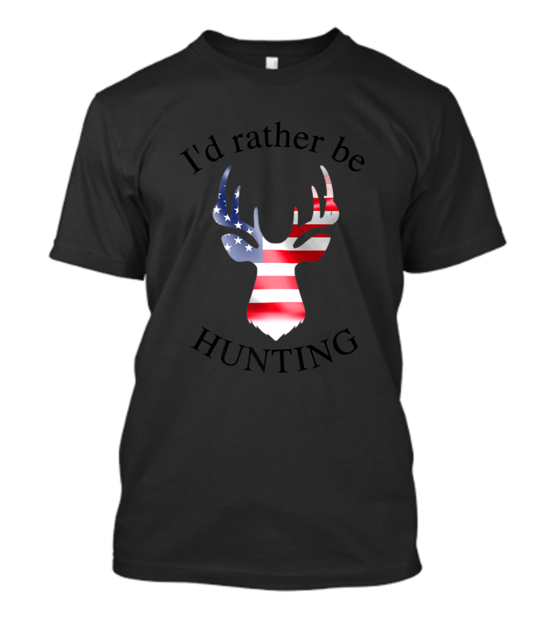 I'd Rather Be Hunting American Flag Deer Head T-Shirt