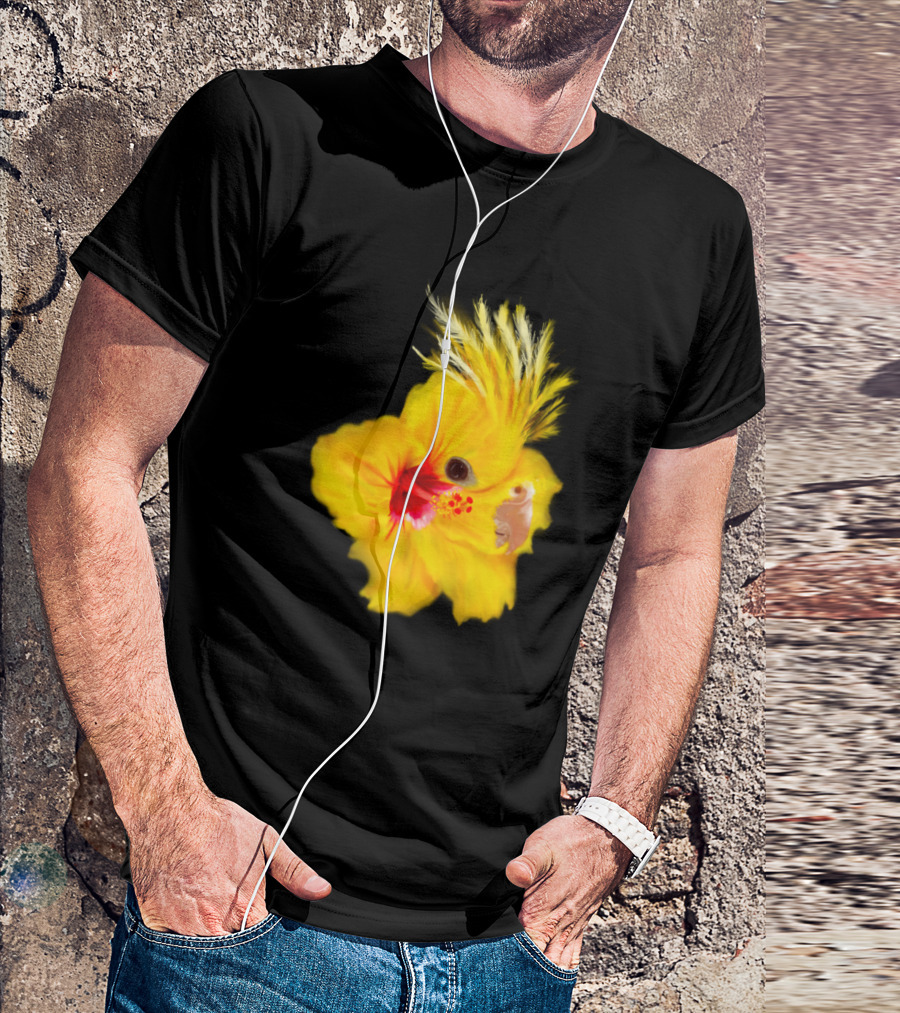 Yellow Cockatiel Hibiscus Fusion T-Shirt