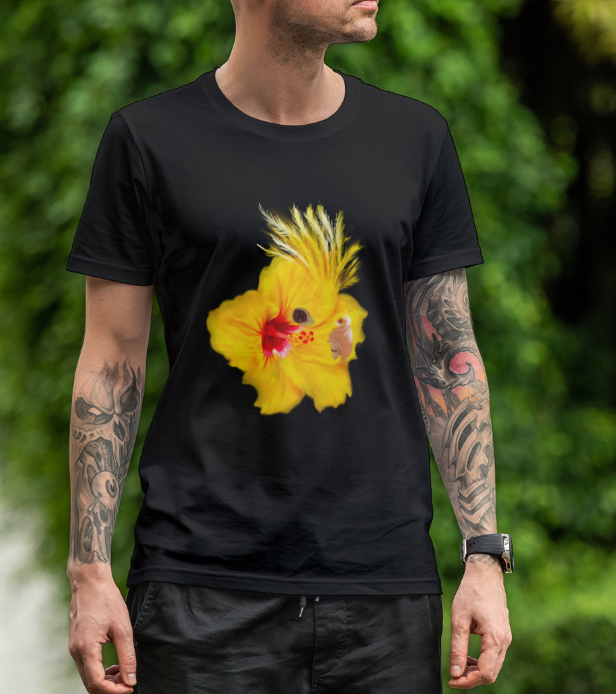 Yellow Cockatiel Hibiscus Fusion T-Shirt