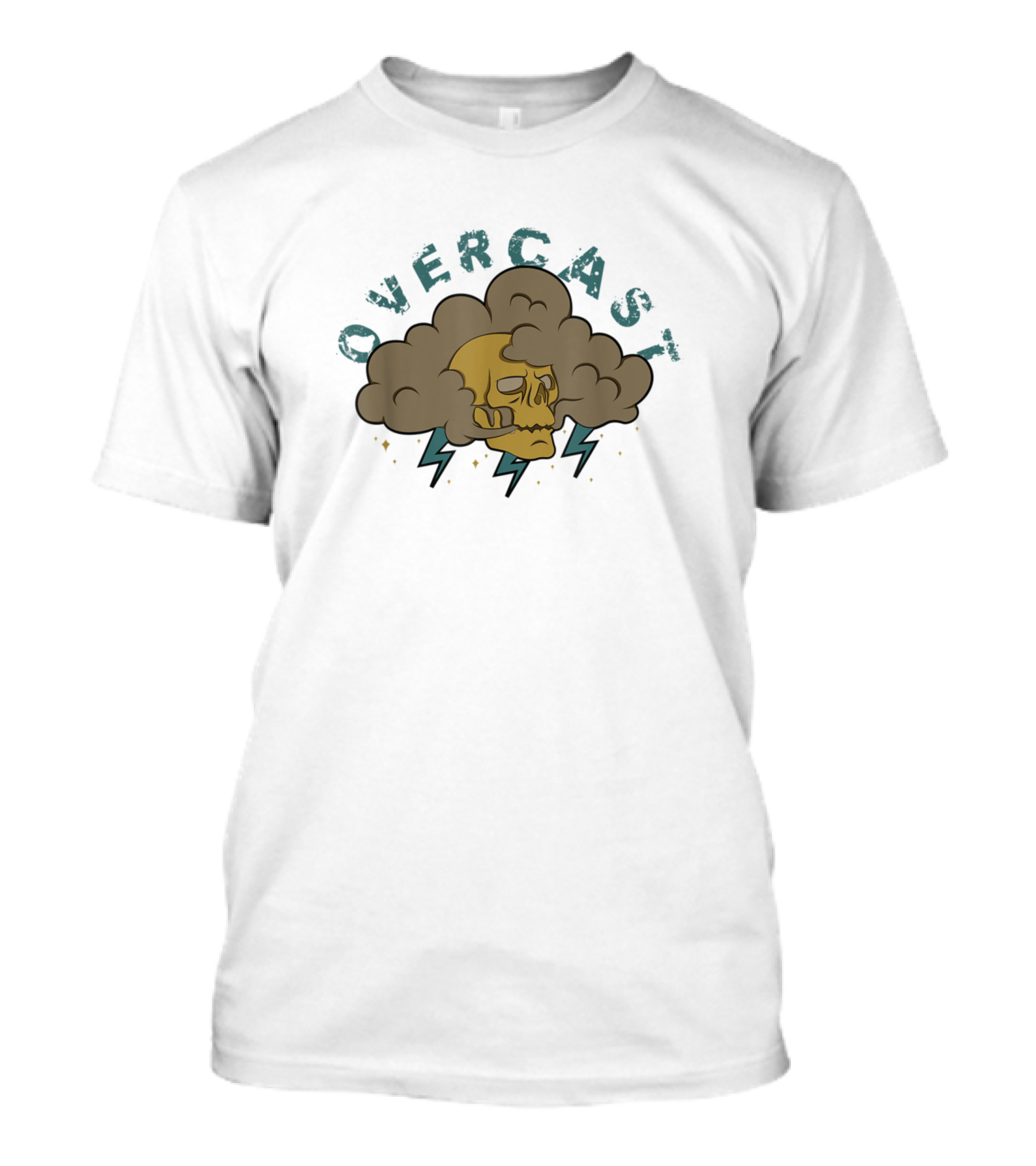 Overcast Skull With Thunderclouds Halloween Costume Trick Or Treat T-Shirt