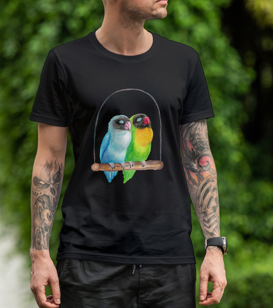 Sleepy Lovebirds On Swing Perch T-Shirt