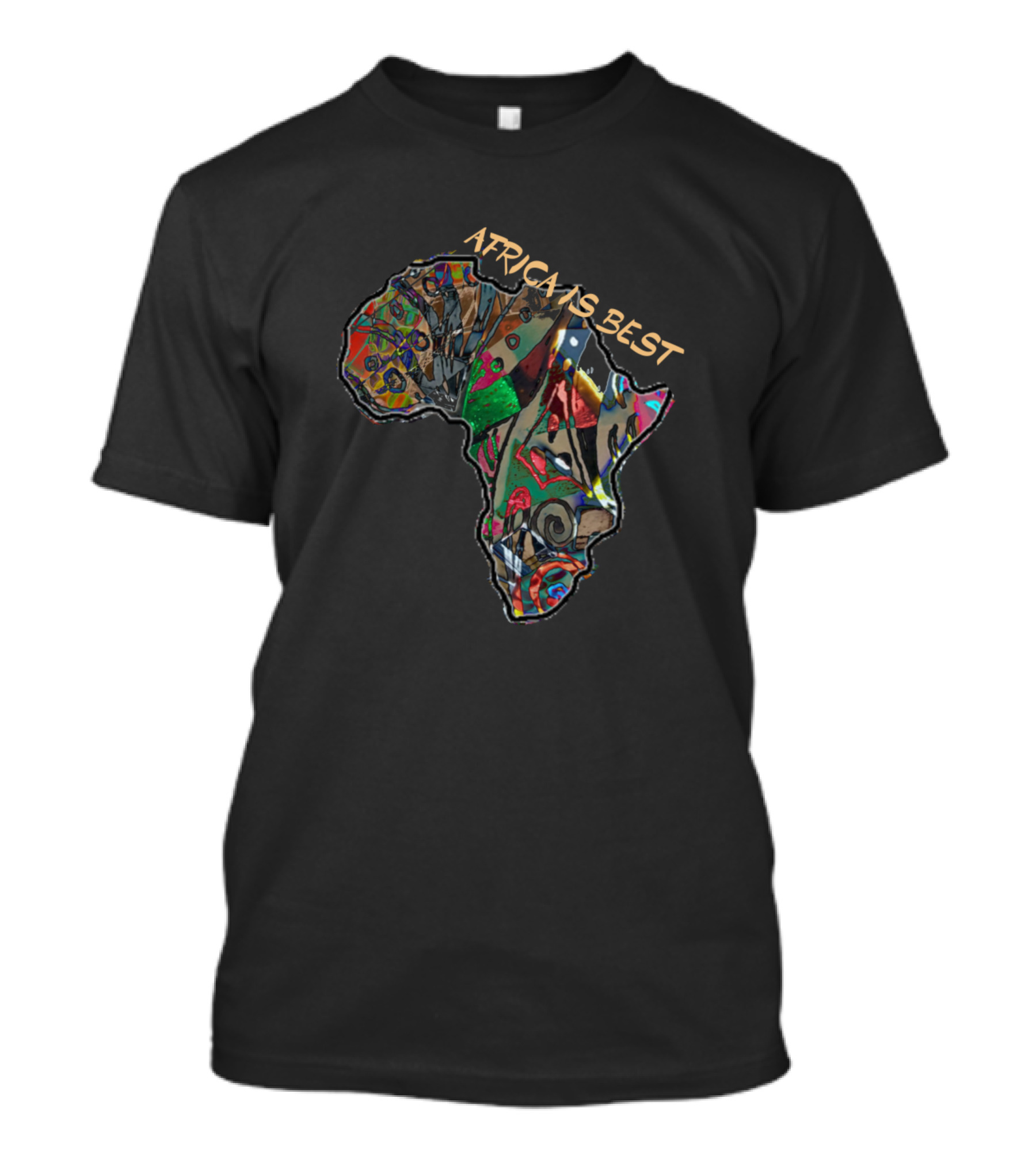 AFRICA IS BEST Vibrant Multicolor Abstract Map T-Shirt