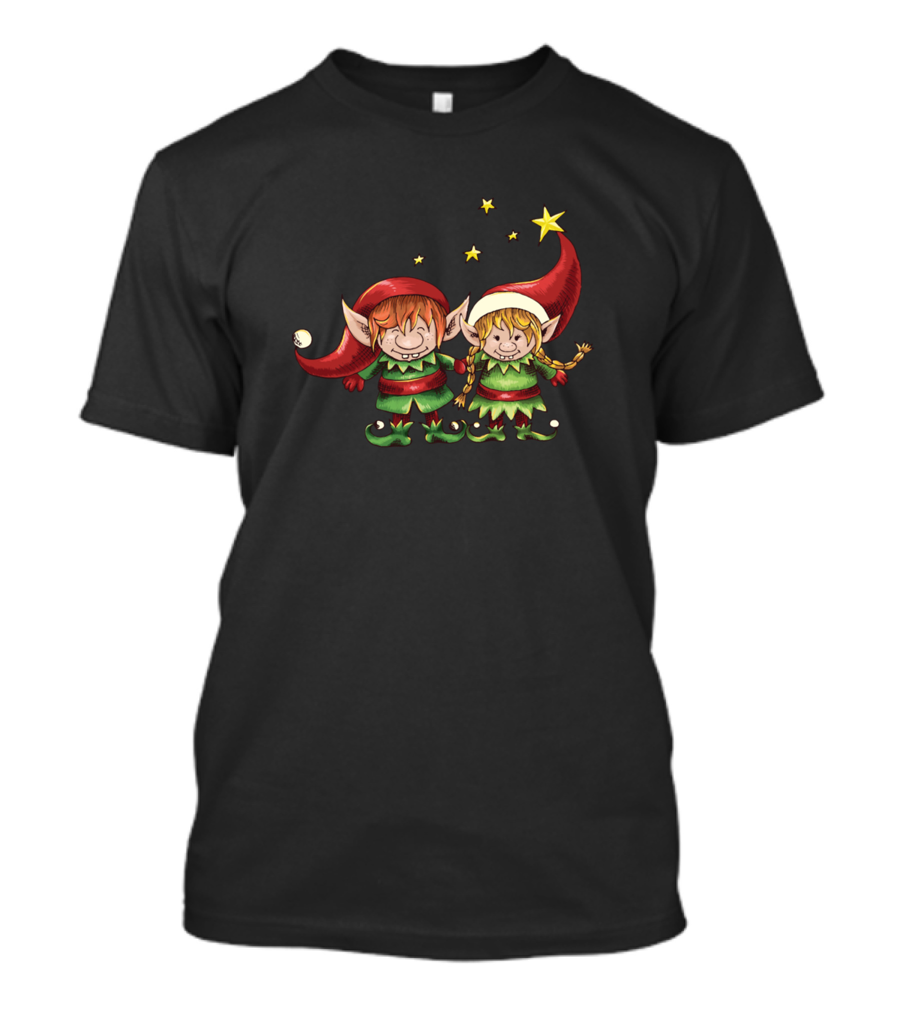 Christmas Elves Stars And Hats T-Shirt