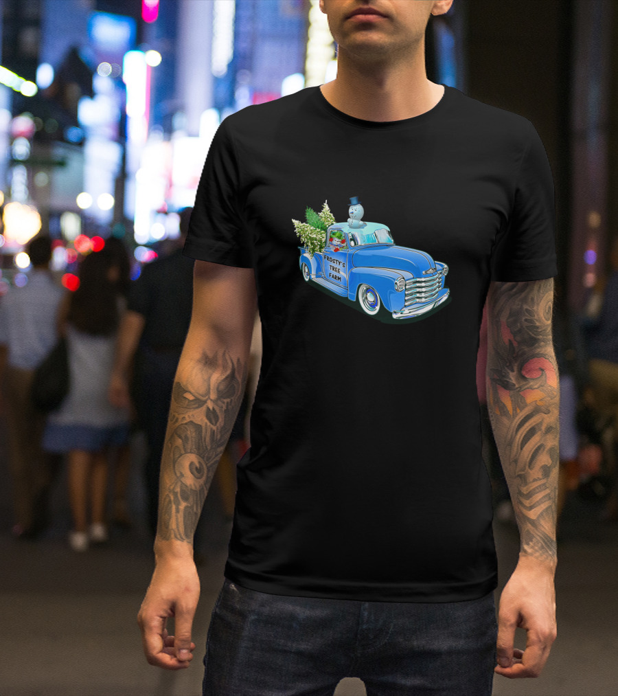 Frosty The Snowman Christmas Tree Farm Vintage Truck T-Shirt