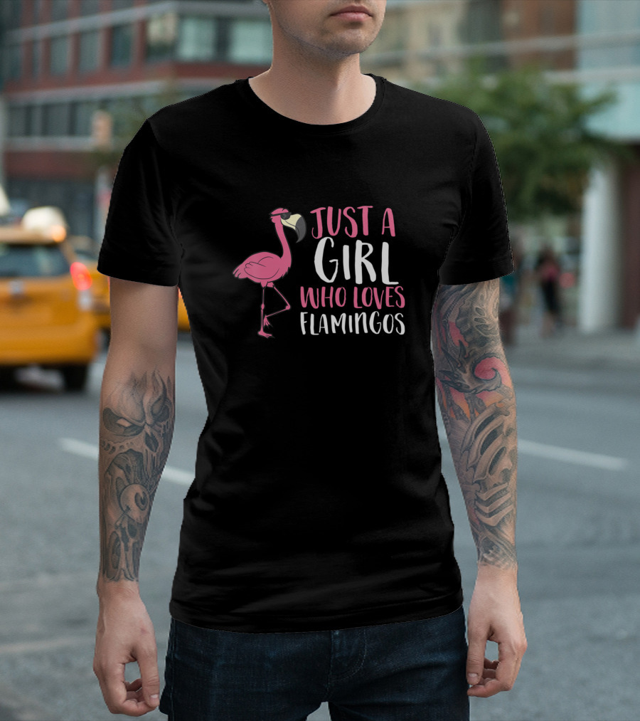 Just a Girl Who Loves Flamingos Cute Flamingo Girl T-Shirt