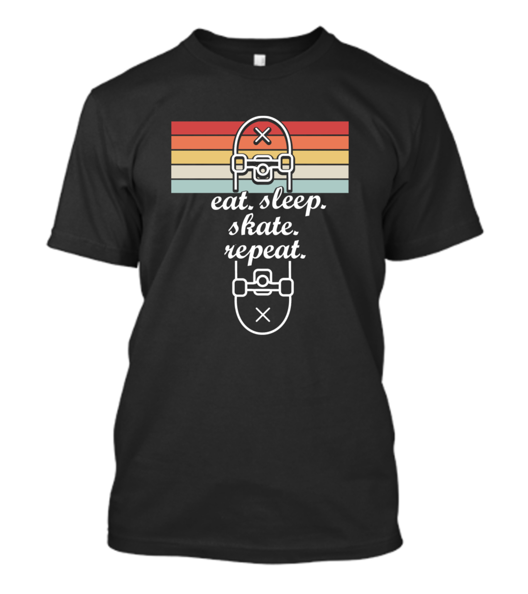 Eat Sleep Skate Repeat Retro Skateboarder Skater T-Shirt
