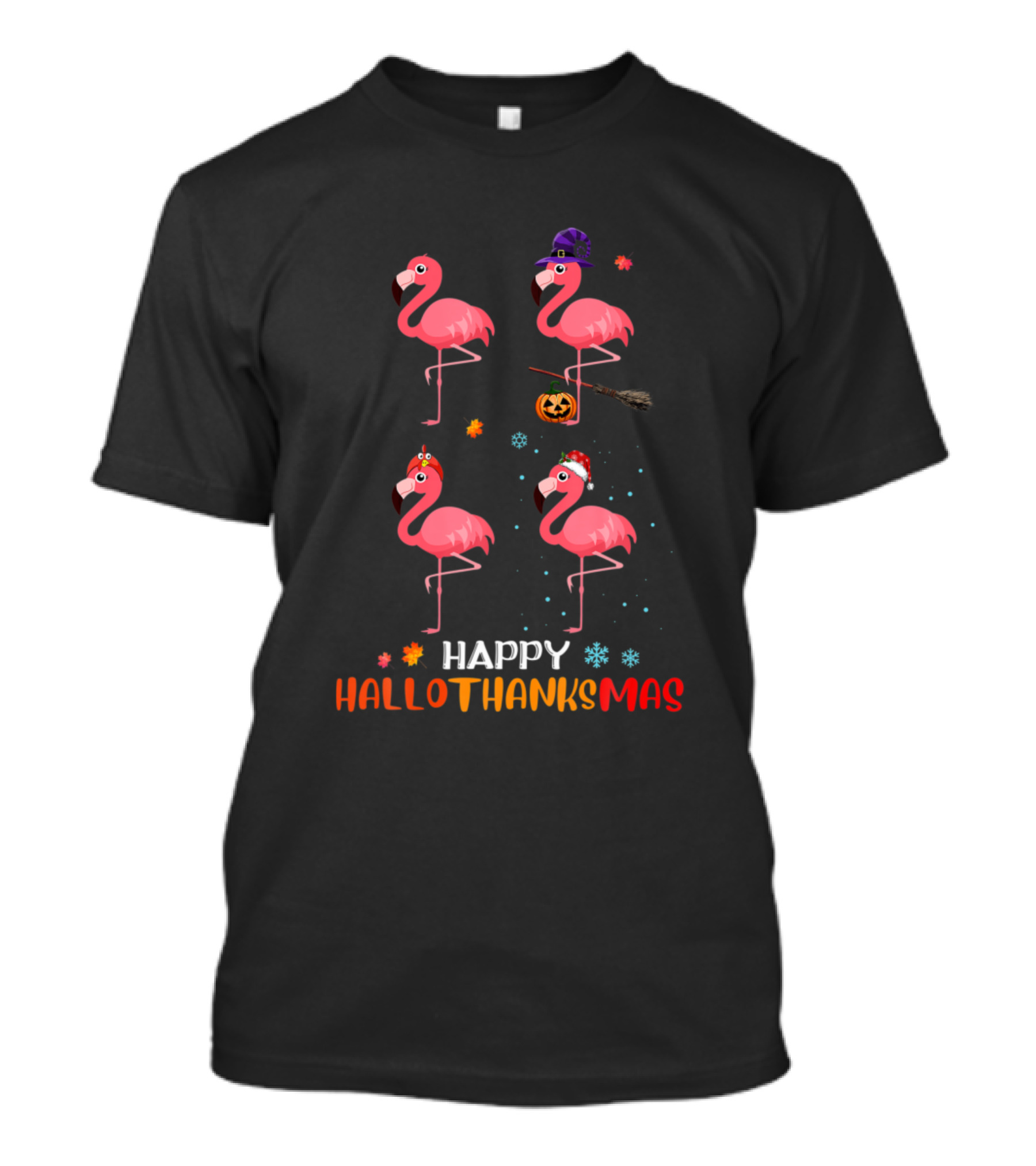 Happy HalloThanksMas Flamingo T-Shirt