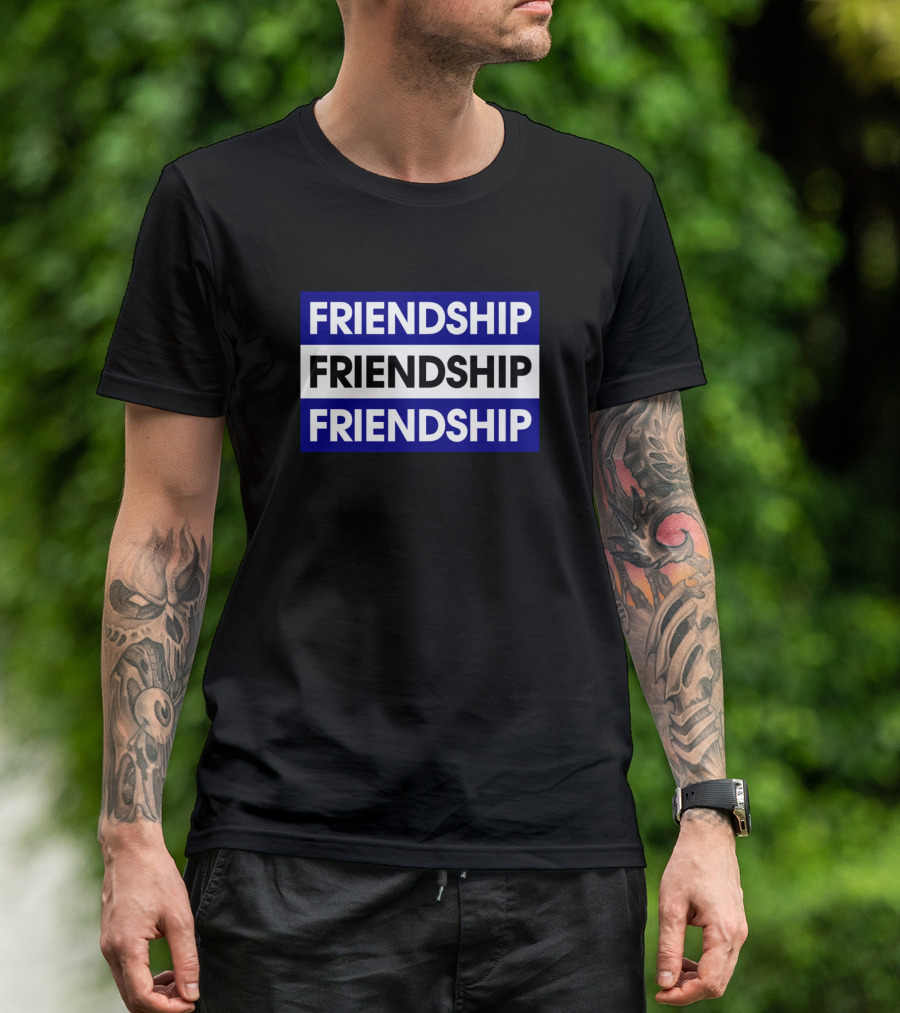 FRIENDSHIP FRIENDSHIP FRIENDSHIP Repeated Blue T-Shirt