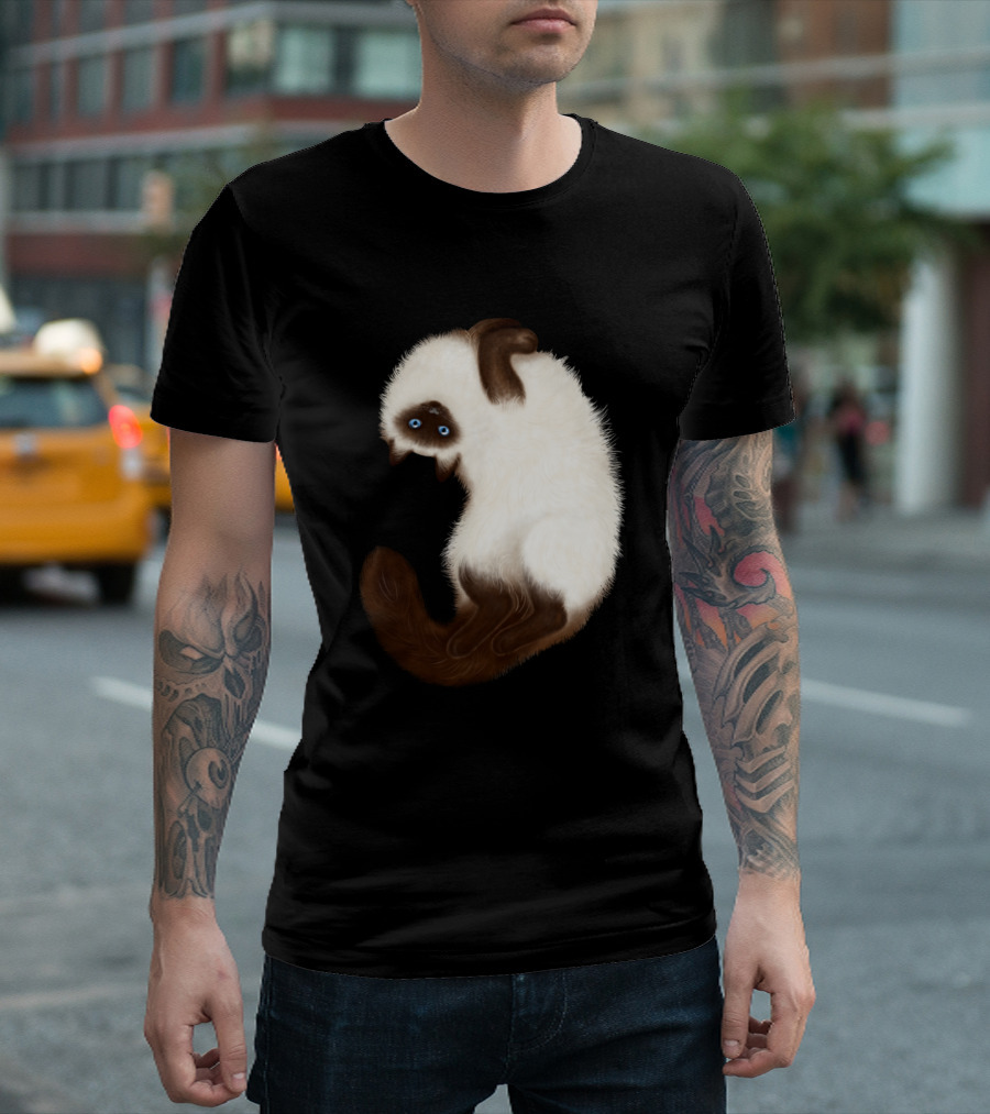 Himalayan Cat On Dark Background With Brown And White Fur T-Shirt