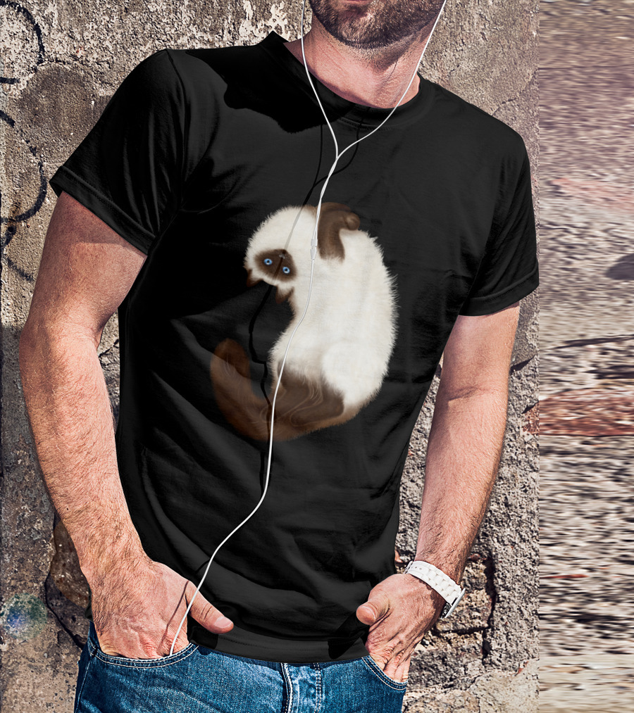 Himalayan Cat On Dark Background With Brown And White Fur T-Shirt