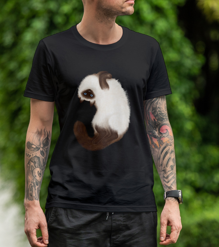 Himalayan Cat On Dark Background With Brown And White Fur T-Shirt
