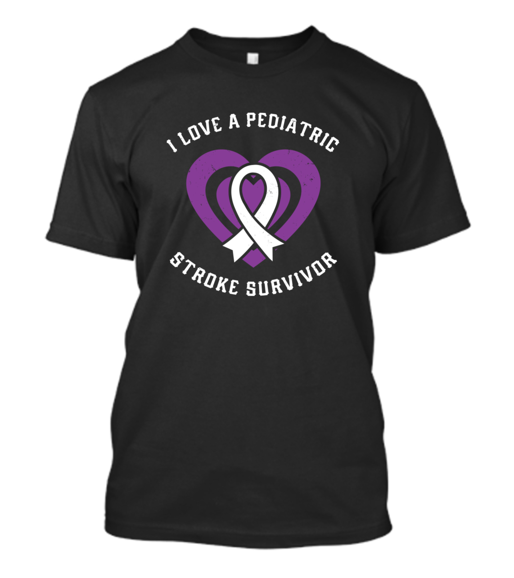 I Love A Pediatric Stroke Survivor Purple Heart T-Shirt
