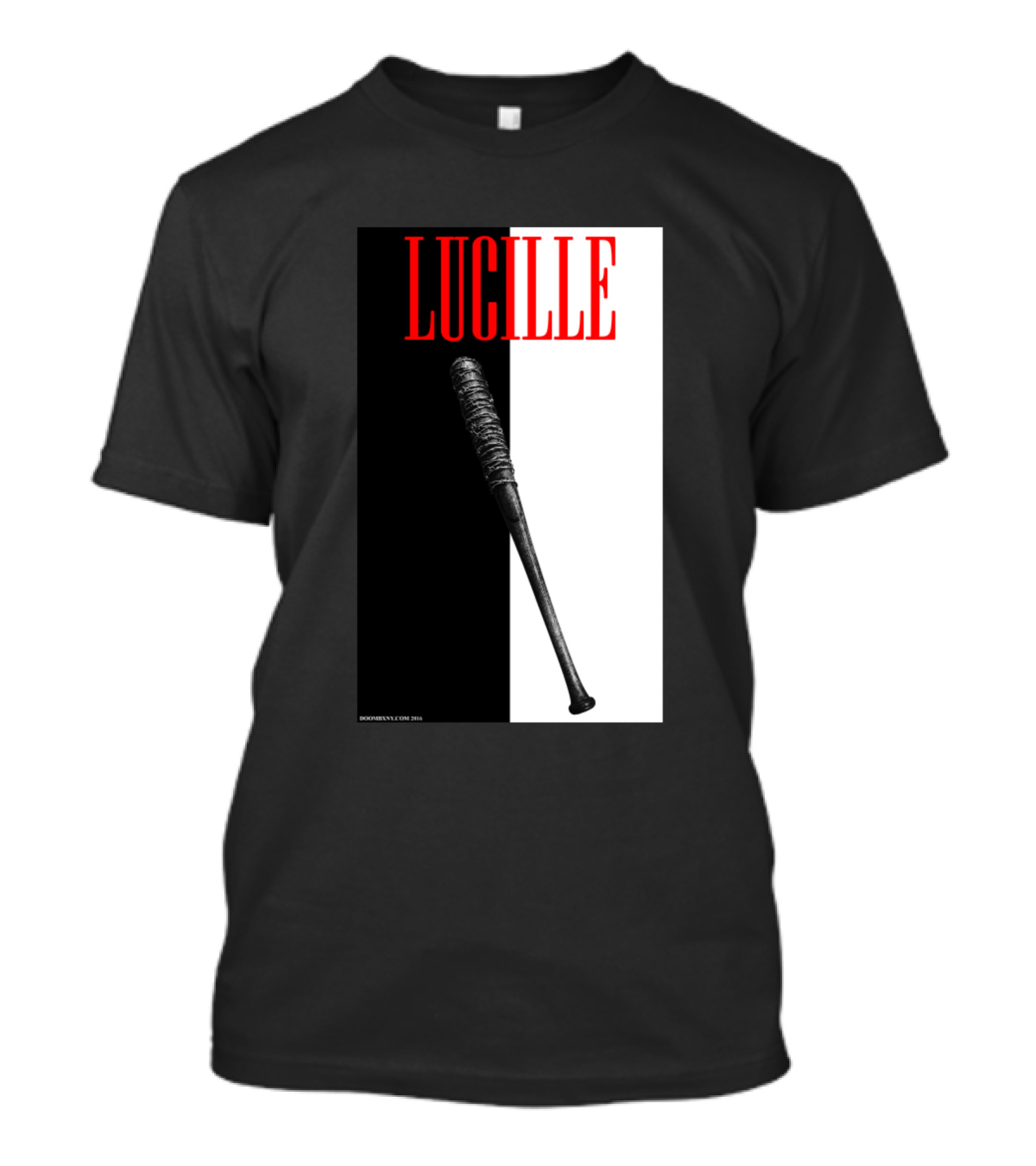 LUCILLE Negan Bat Icon With Black And White Split Background T-Shirt