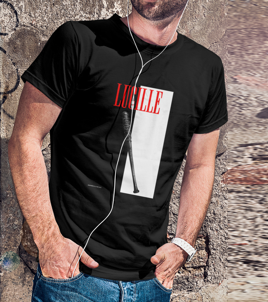 LUCILLE Negan Bat Icon With Black And White Split Background T-Shirt