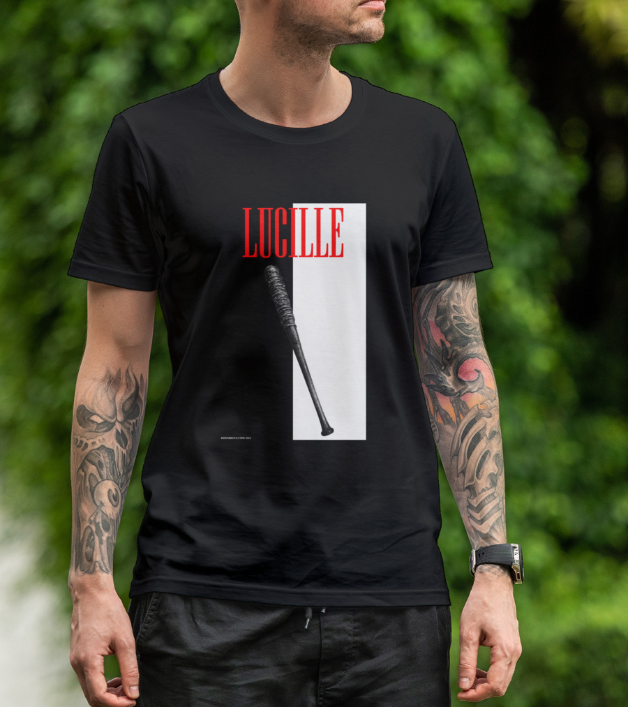 LUCILLE Negan Bat Icon With Black And White Split Background T-Shirt