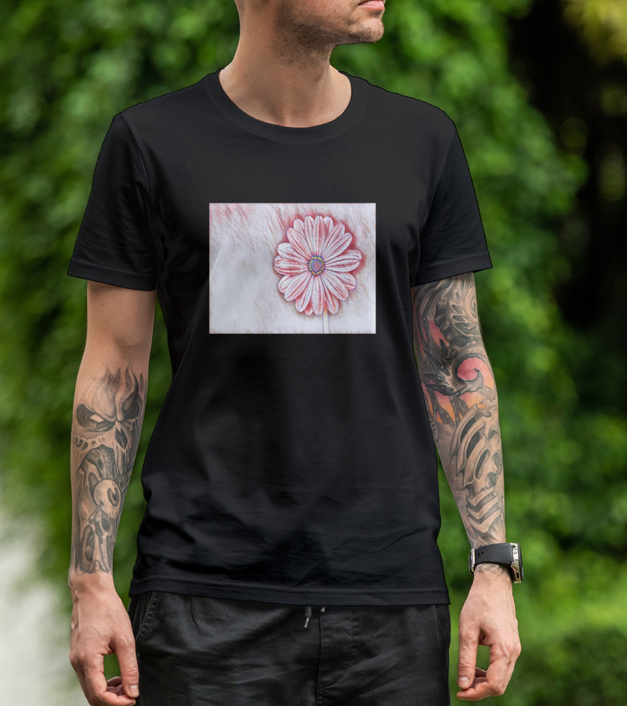 Pink African Daisy Digital Art Floral T-Shirt