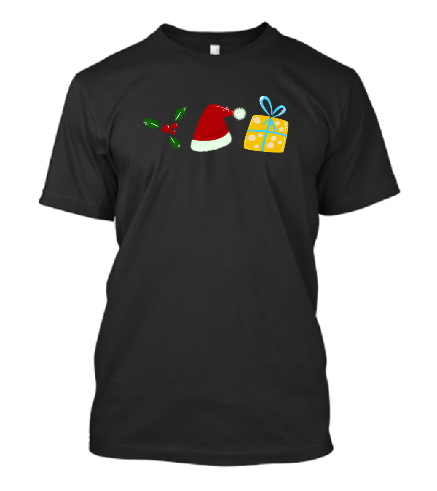 Christmas Holly Santa Hat Gift Box T-Shirt
