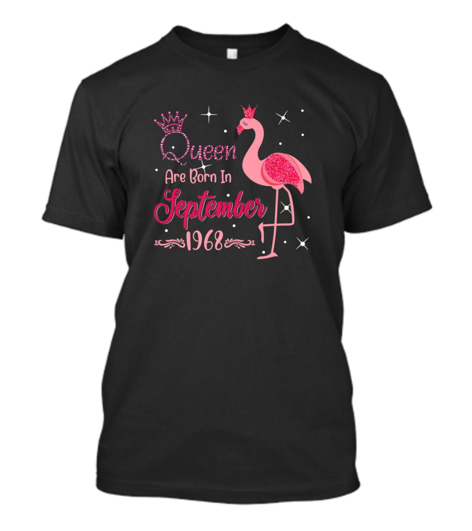 Queen Are Born In September 1968 Flamingo Birthday 52Nd T-Shirt