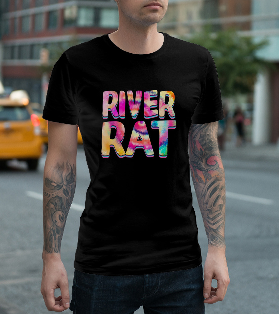 RIVER RAT Tie-Dye Bold Letters T-Shirt