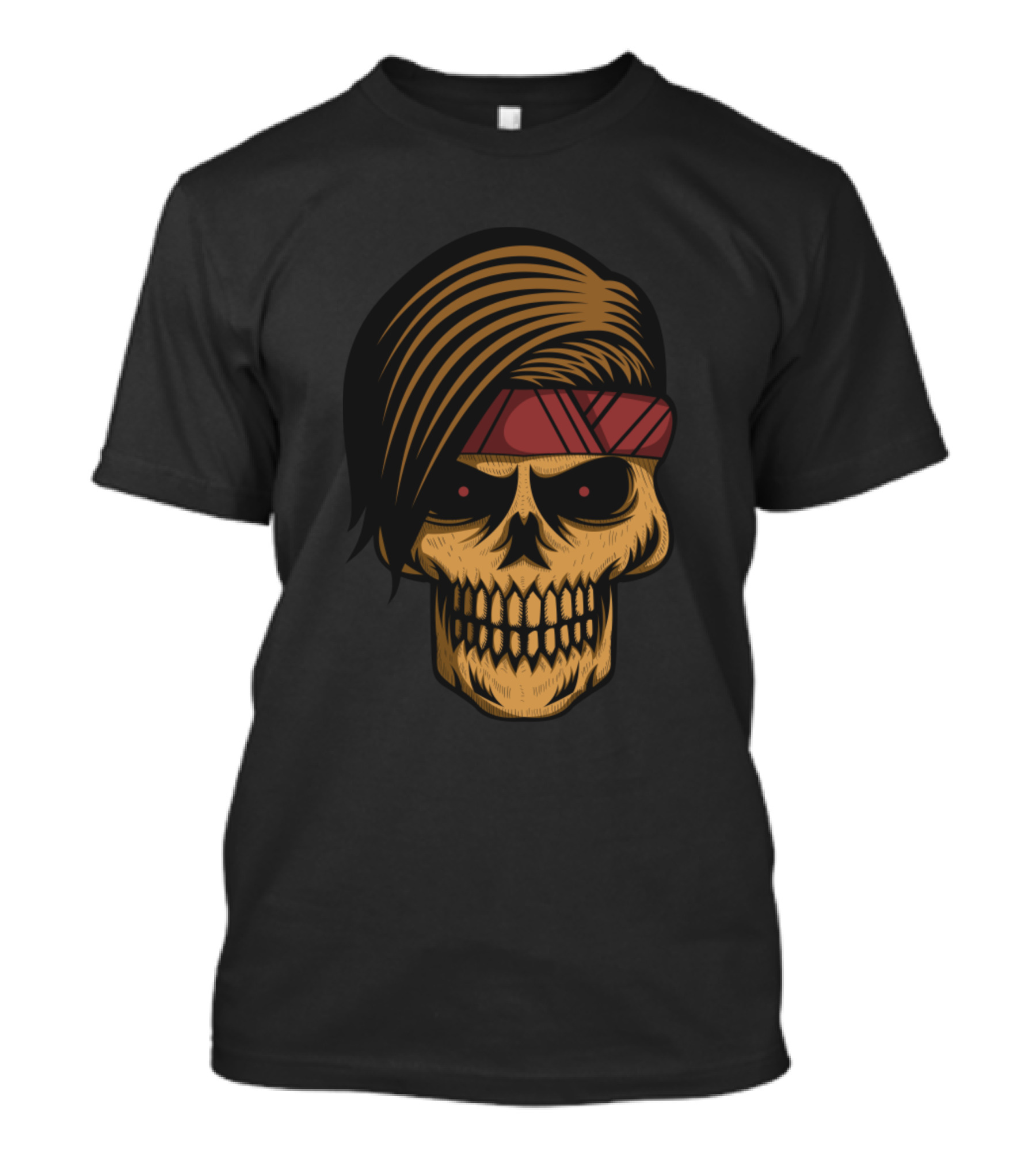 Skull With Red Bandana And Dark Hair T-Shirt