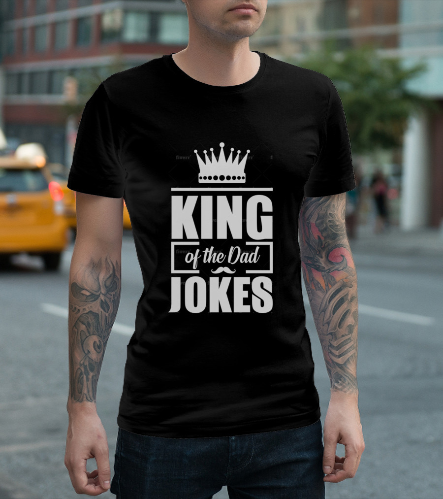 King of the Dad Jokes Crown Mustache T-Shirt