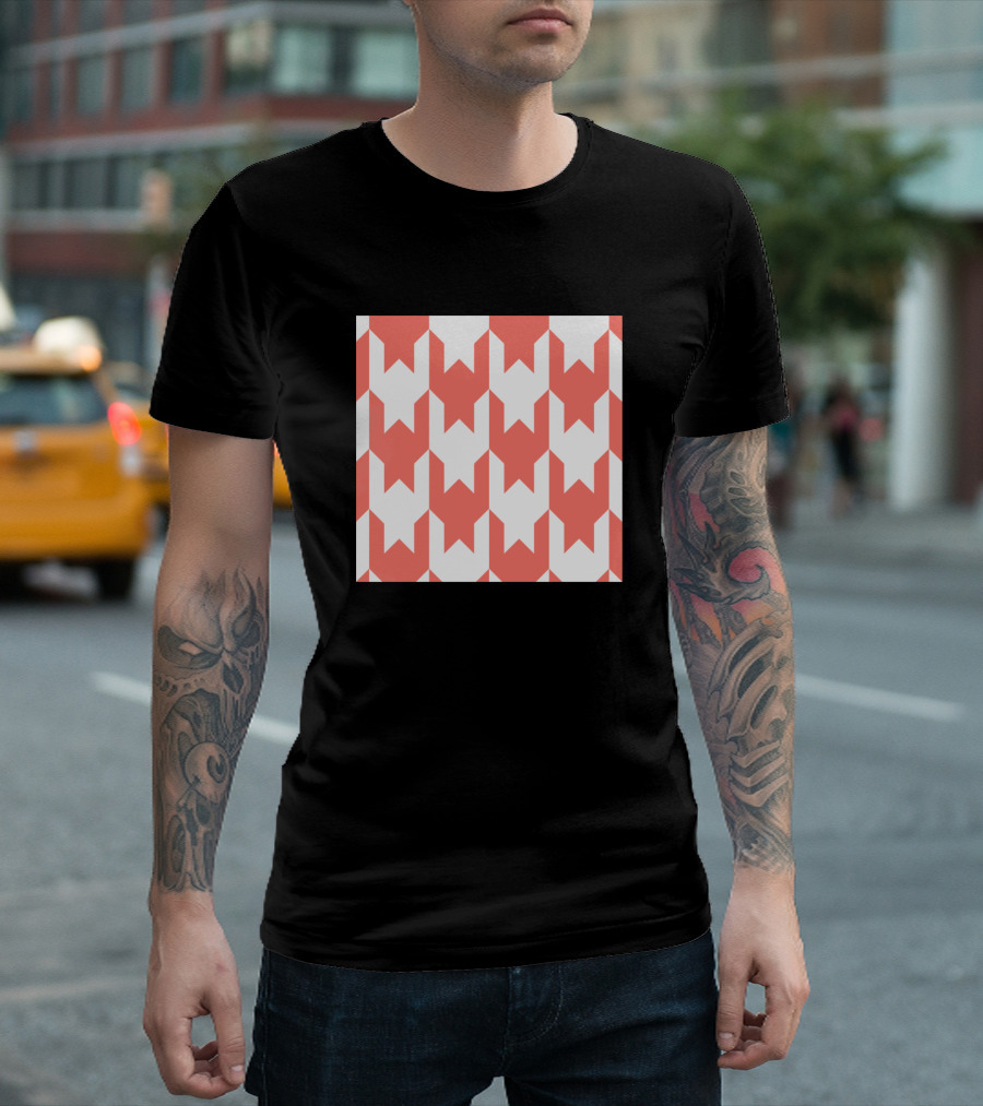 White Coral Geometric Houndstooth T-Shirt