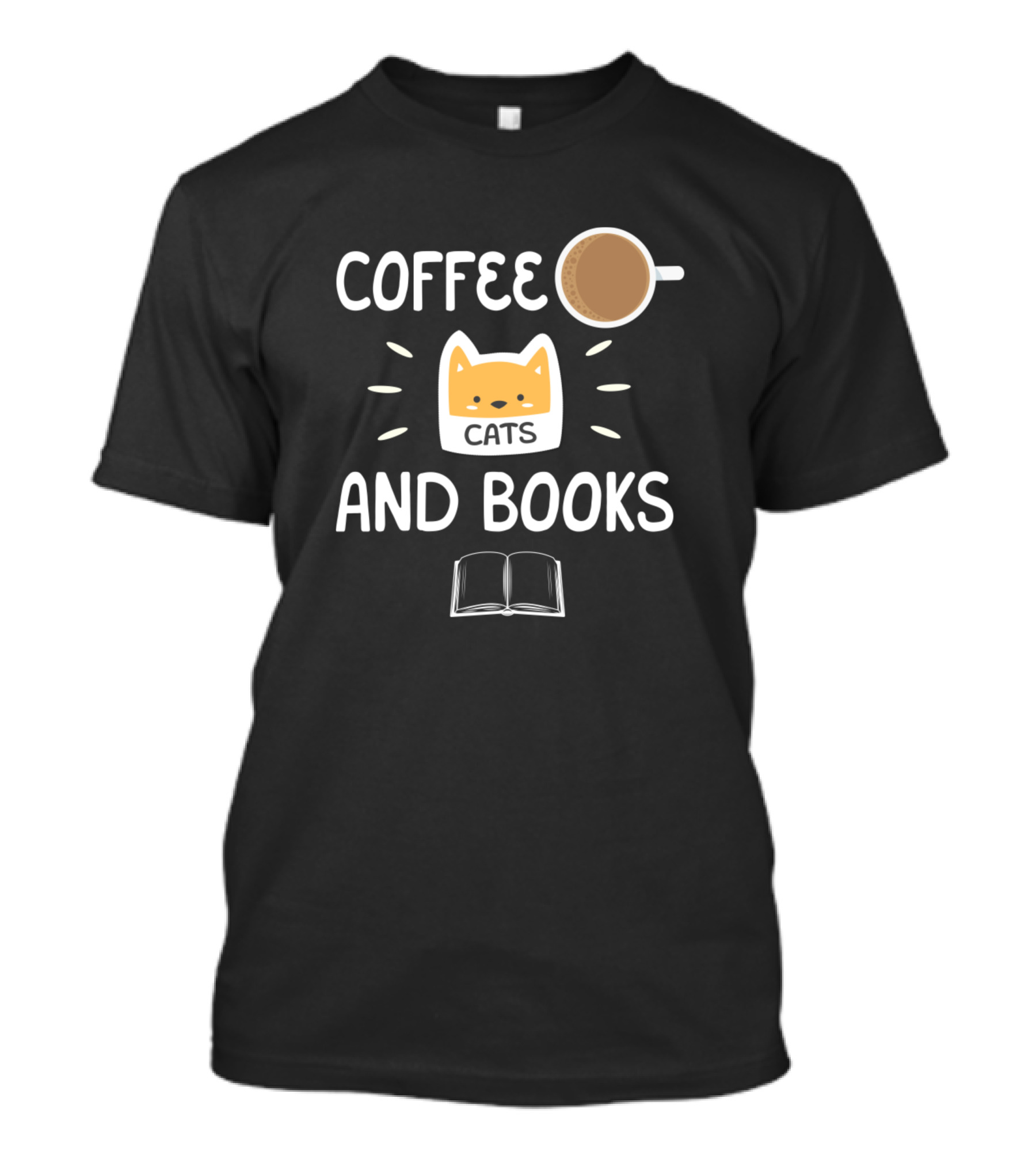 Coffee Cats And Books Cup And Cat With Open Book T-Shirt