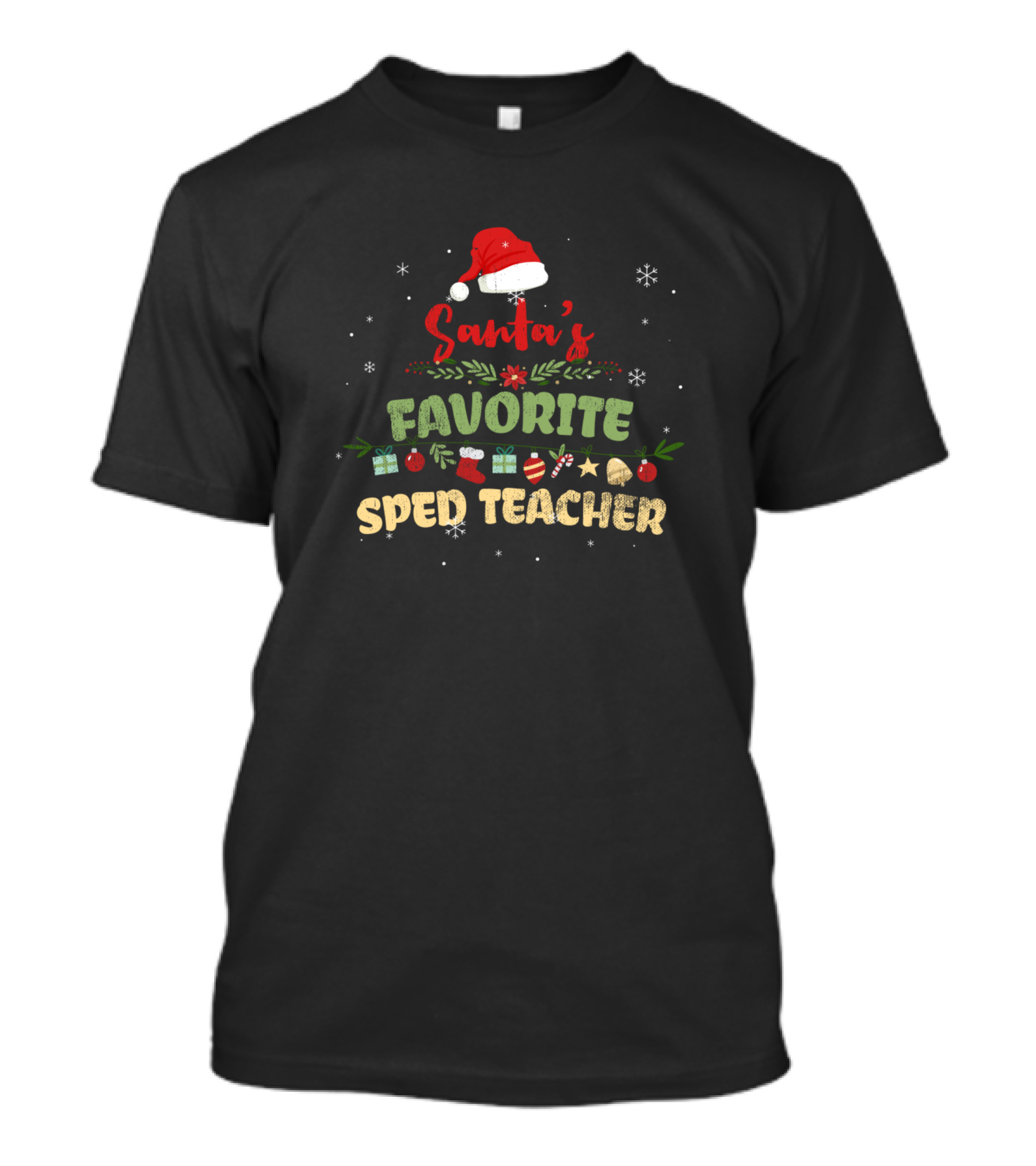 Santa's Favorite Sped Teacher Christmas Gifts Snowflakes T-Shirt