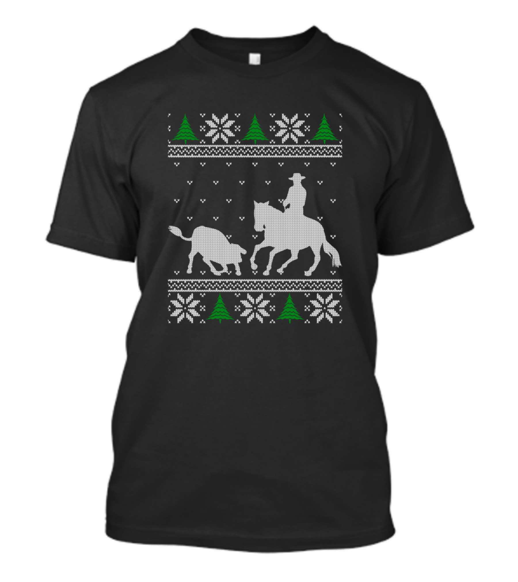 Cutting Horse Cowboy Christmas Ugly T-Shirt