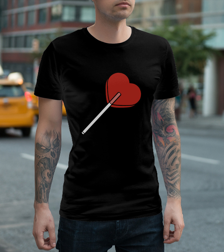 Heart Lollipop Red Candy Shape T-Shirt