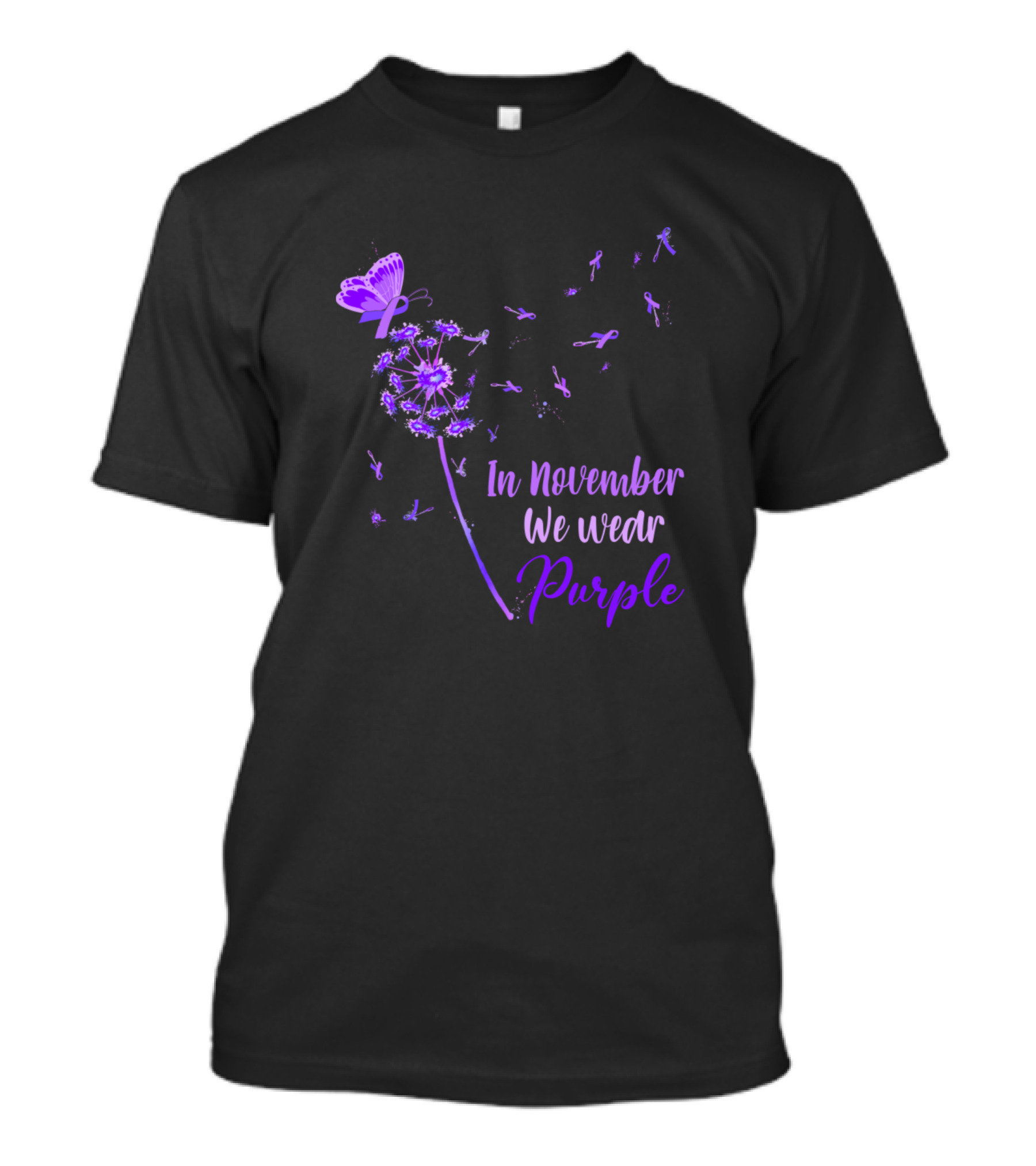 In November We Wear Purple Dandelion Butterfly T-Shirt