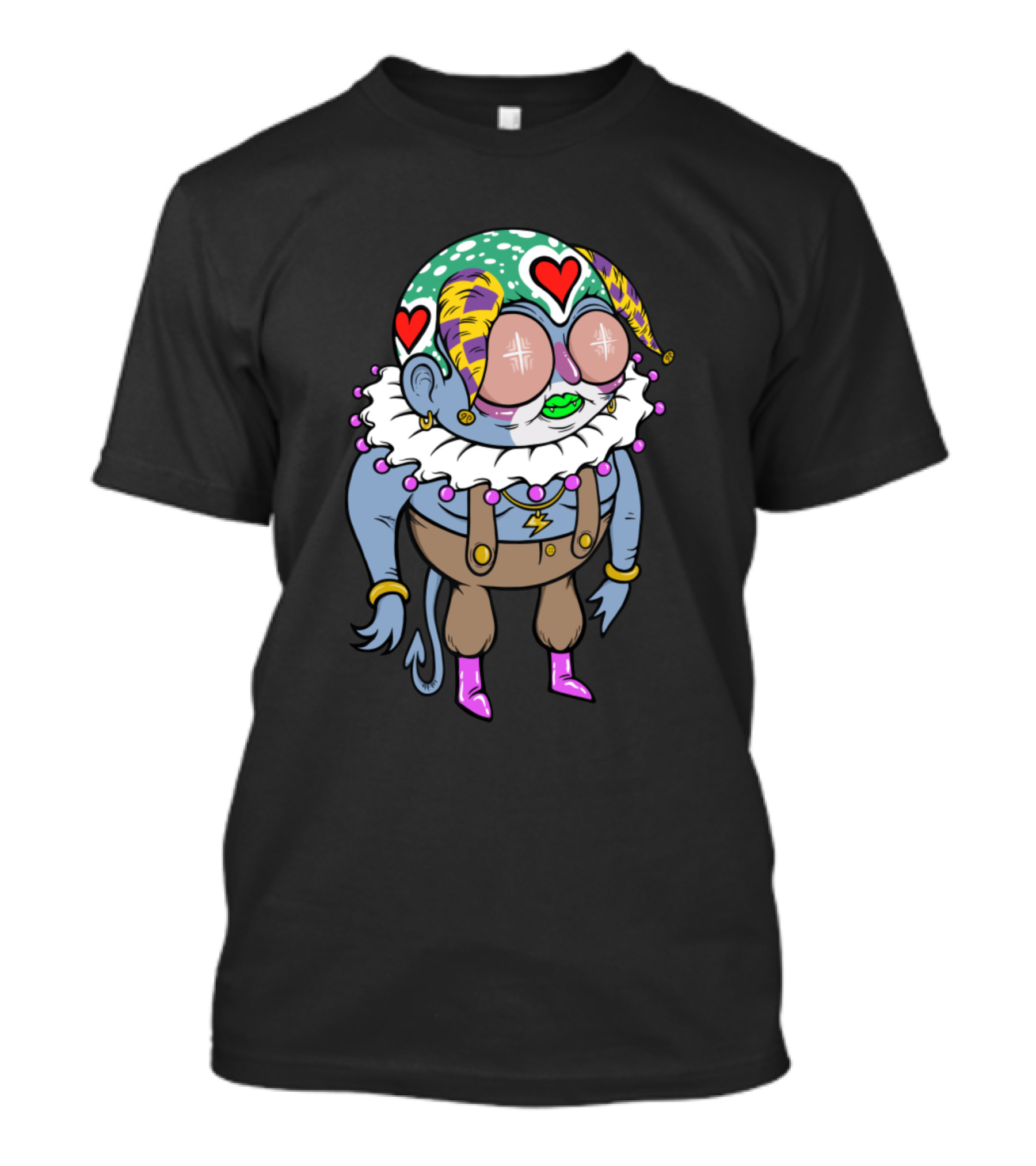 Jester Imp Heart Glasses Lightning Pants Bright T-Shirt