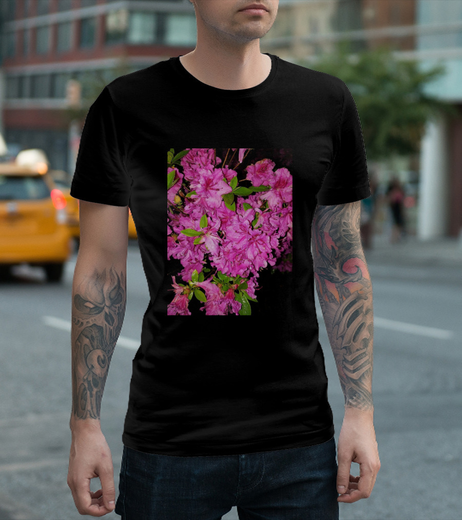 Niagara Falls Rock Pink Flowers T-Shirt