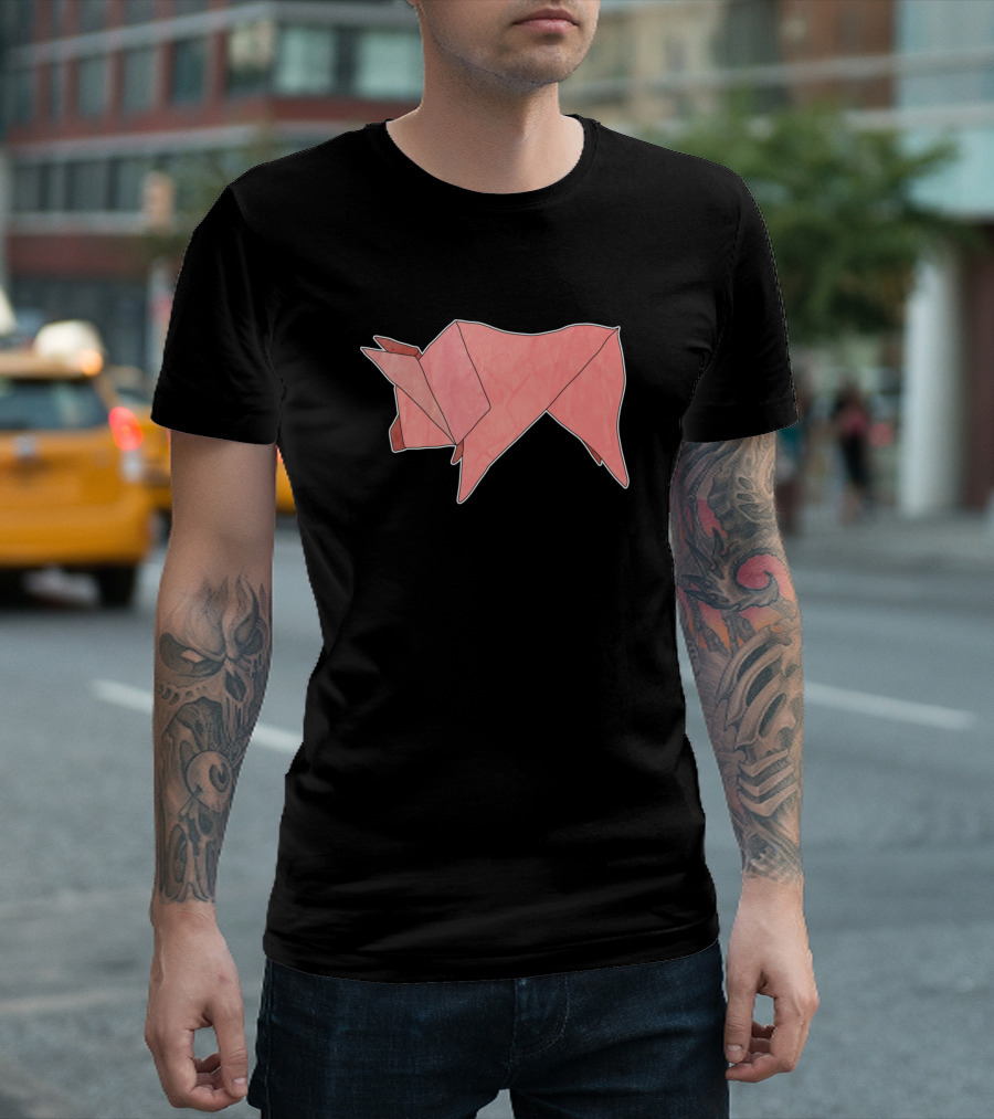 Origami Pig Minimalistic Geometric Folded Animal T-Shirt